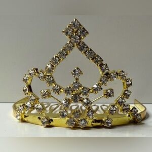 Gold tone Crystal rhinestone Mini Tiara comb hair accessory crown